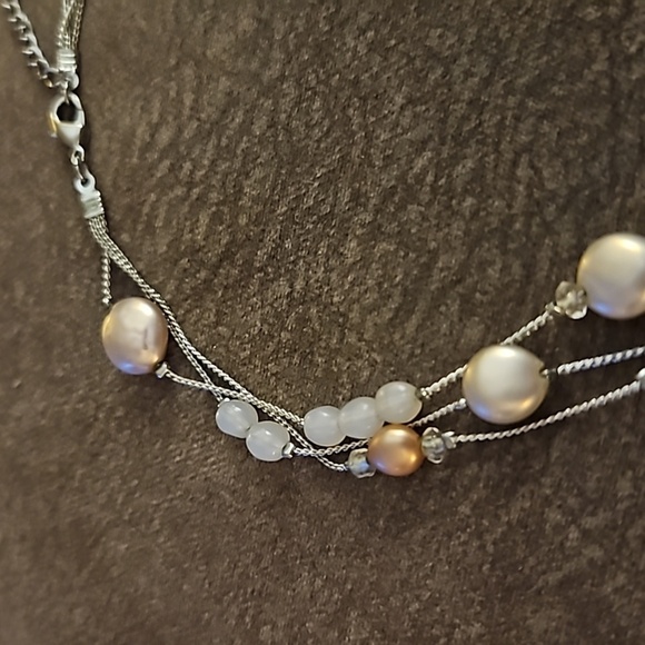 VTG DRESS BARN Faux Coin Pearl Layered Mermaidcore Twisted Chain Necklace - Picture 3 of 7